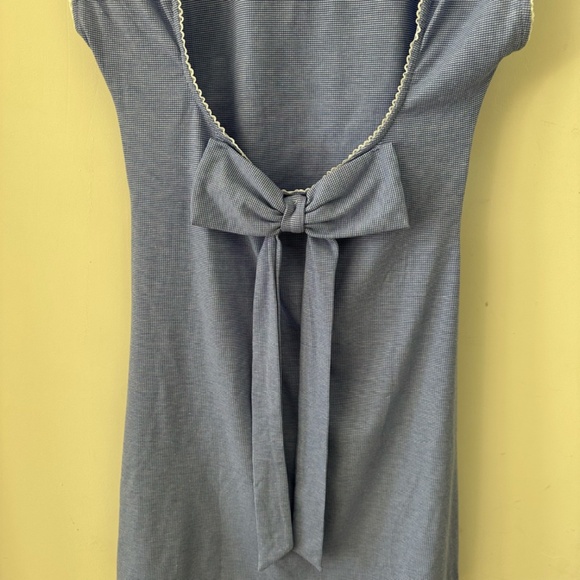 CIDER ROUND NECKLINE BOWKNOT RUCHED SLEEVELESS MINI DRESS - Picture 5 of 5